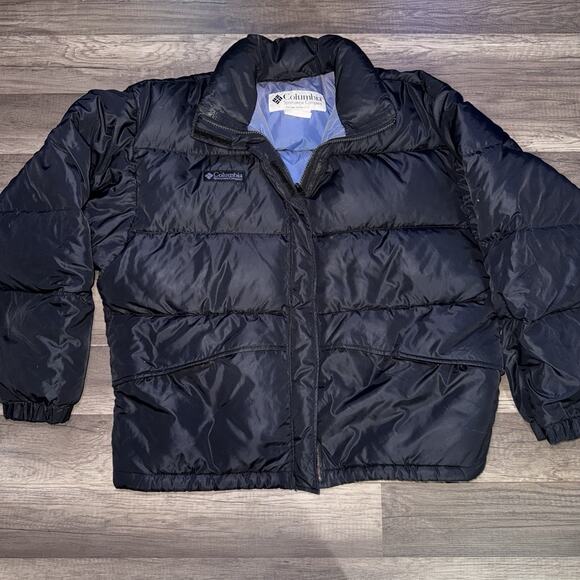 Vintage 90s Columbia Puffer Goose Down Jacket Women’s Large Black - Picture 1 of 5